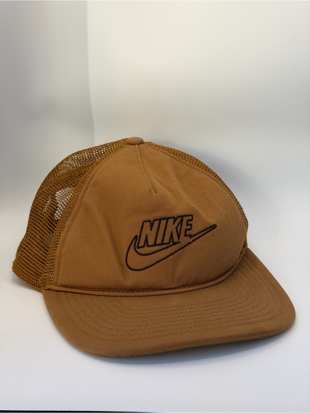 Nike Brown Mesh Back Trucker Hat with Embroidered Logo